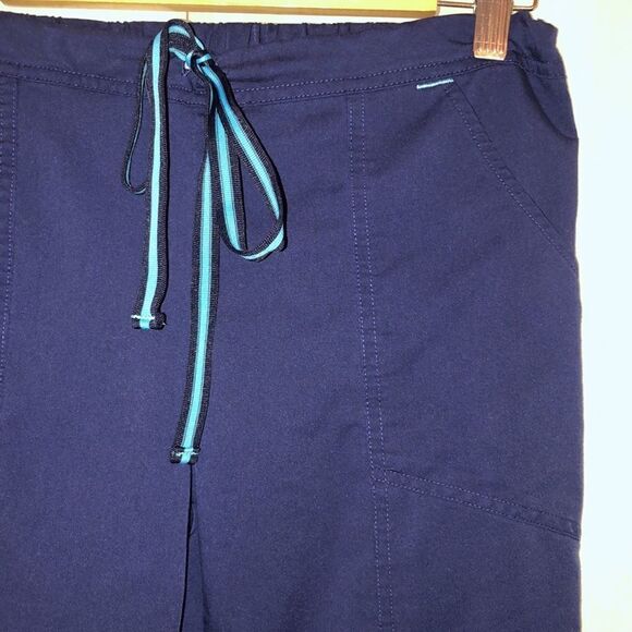 Scrubstar XS EUC Navy w/teal details drawstring scrub pants - Picture 6 of 13